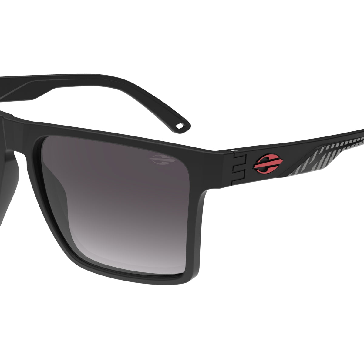 Óculos de Sol Mormaii Monterey 2 Motorsports Preto com Vermelho Lente Cinza Degradê