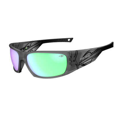 Óculos de Sol Mormaii Naxos Motorsports Fumê Fosco com Preto Lente Cinza Flash Verde