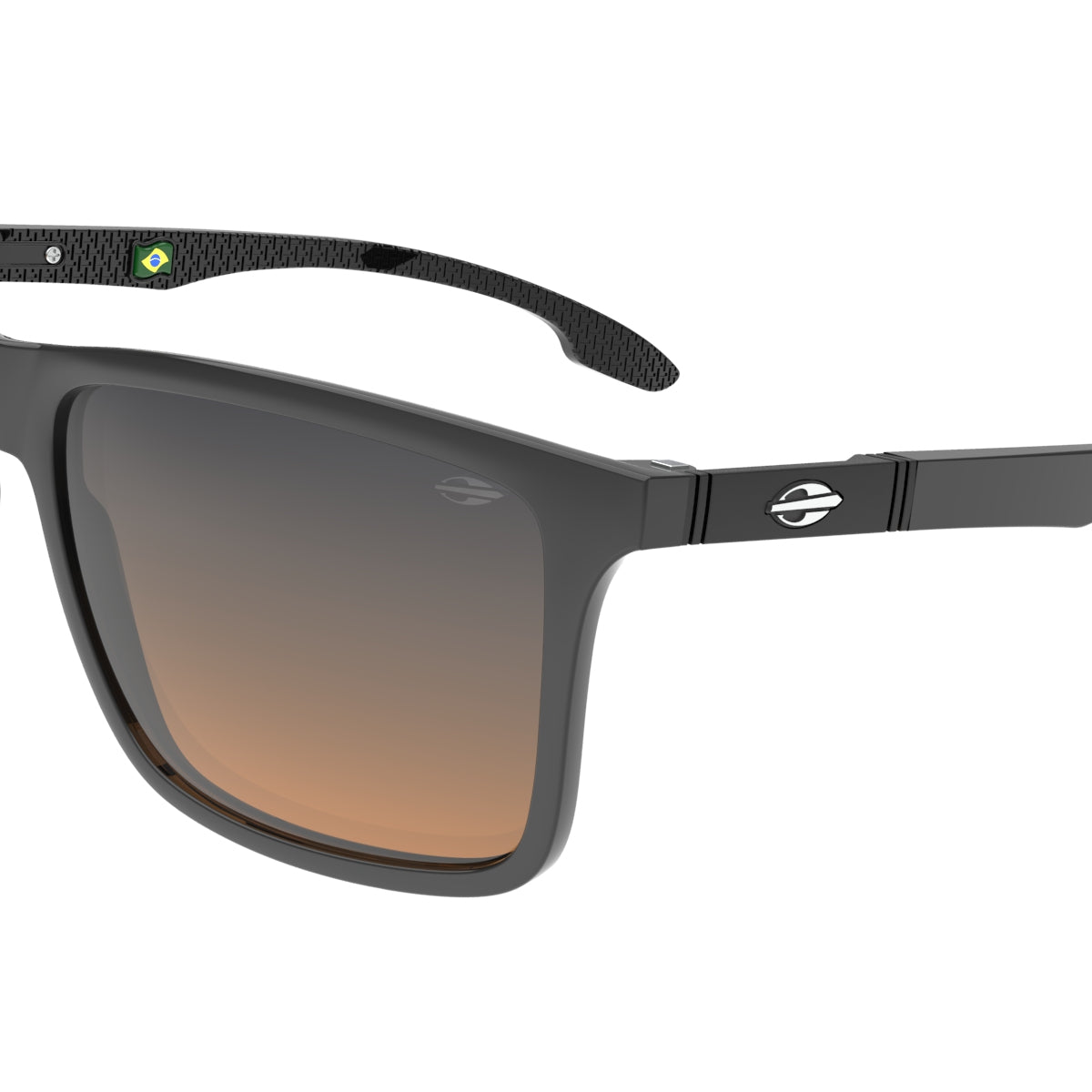 Óculos de Sol Mormaii Kona Motorsports Preto Brilho Lente Azul Degradê Laranja