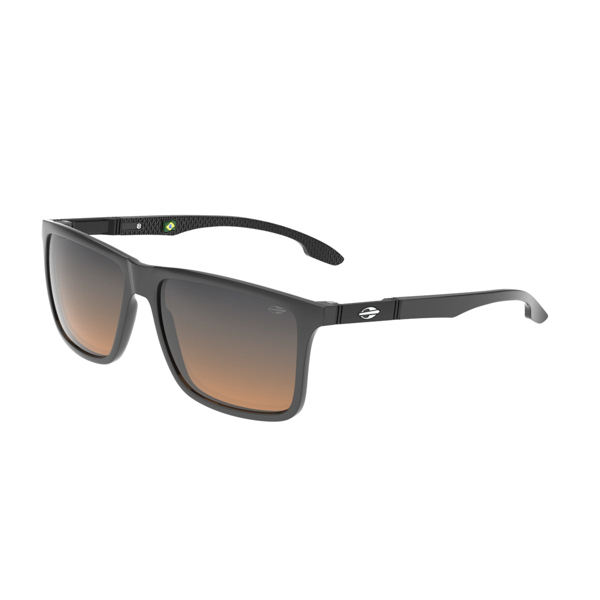 Óculos de Sol Mormaii Kona Motorsports Preto Brilho Lente Azul Degradê Laranja