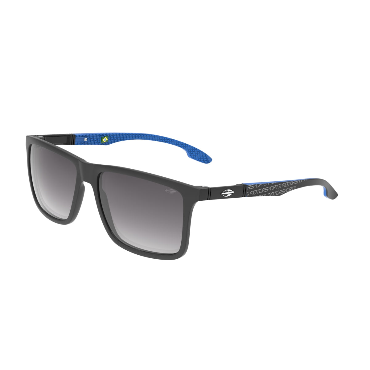 Óculos de Sol Mormaii Kona Motorsports Preto e Azul Fosco Lente Cinza Degradê