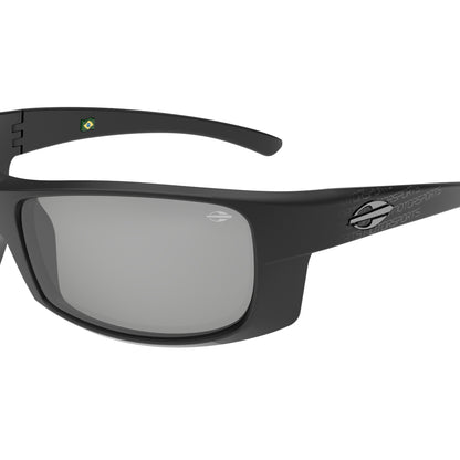 Óculos de Sol Mormaii Acqua NG Motorsports Preto Fosco Lente Cinza Flash Prata