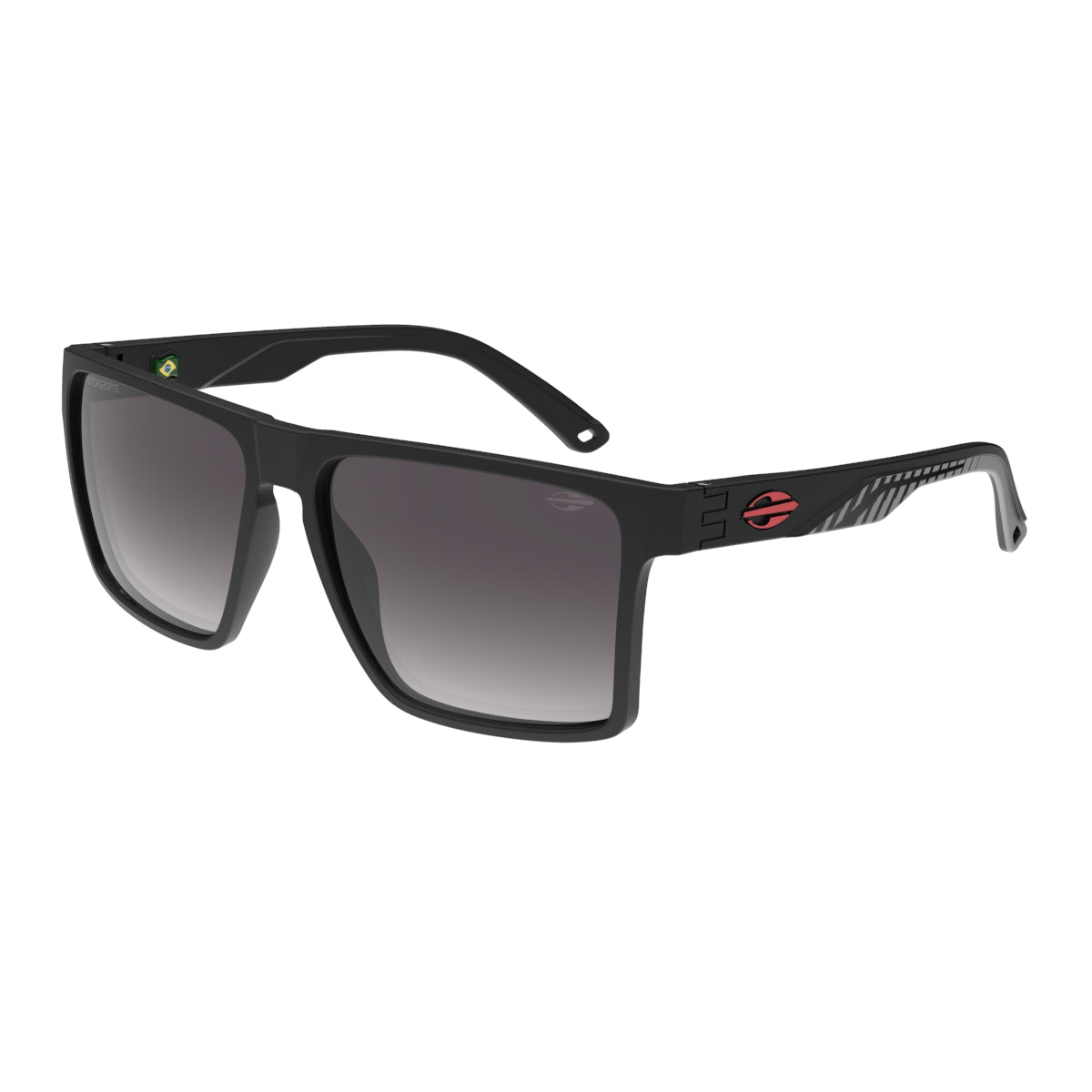 Óculos de Sol Mormaii Monterey 2 Motorsports Preto com Vermelho Lente Cinza Degradê