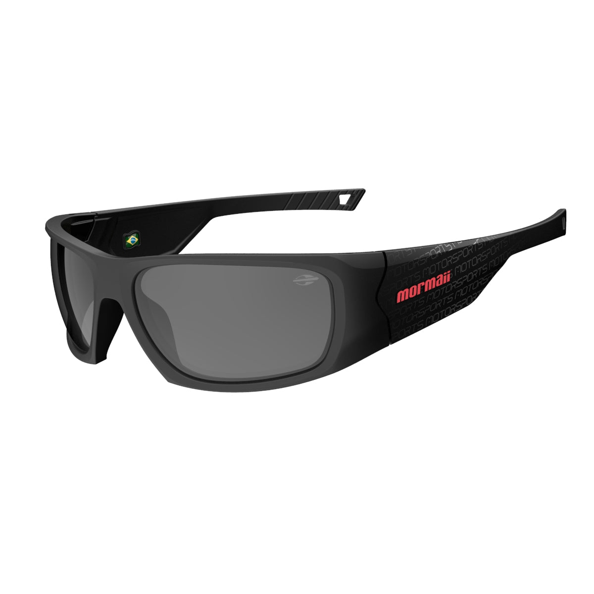Óculos de Sol Mormaii Naxos Motorsports Preto com Vermelho Lente Cinza
